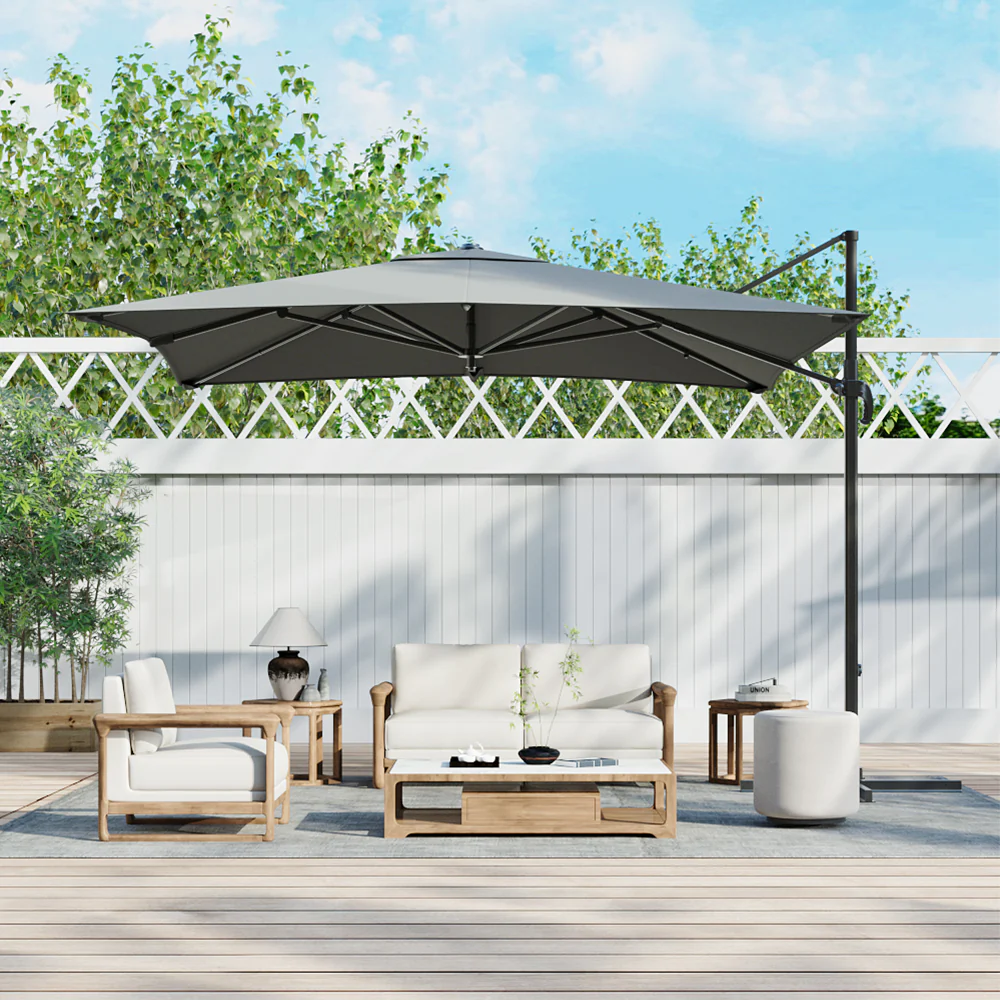 Livingandhome Large Square Canopy Rotating Outdoor Cantilever Parasol - Image 2
