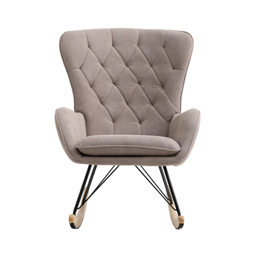 Livingandhome Light Brown Terry Cloth Rocking Chair - Image 3