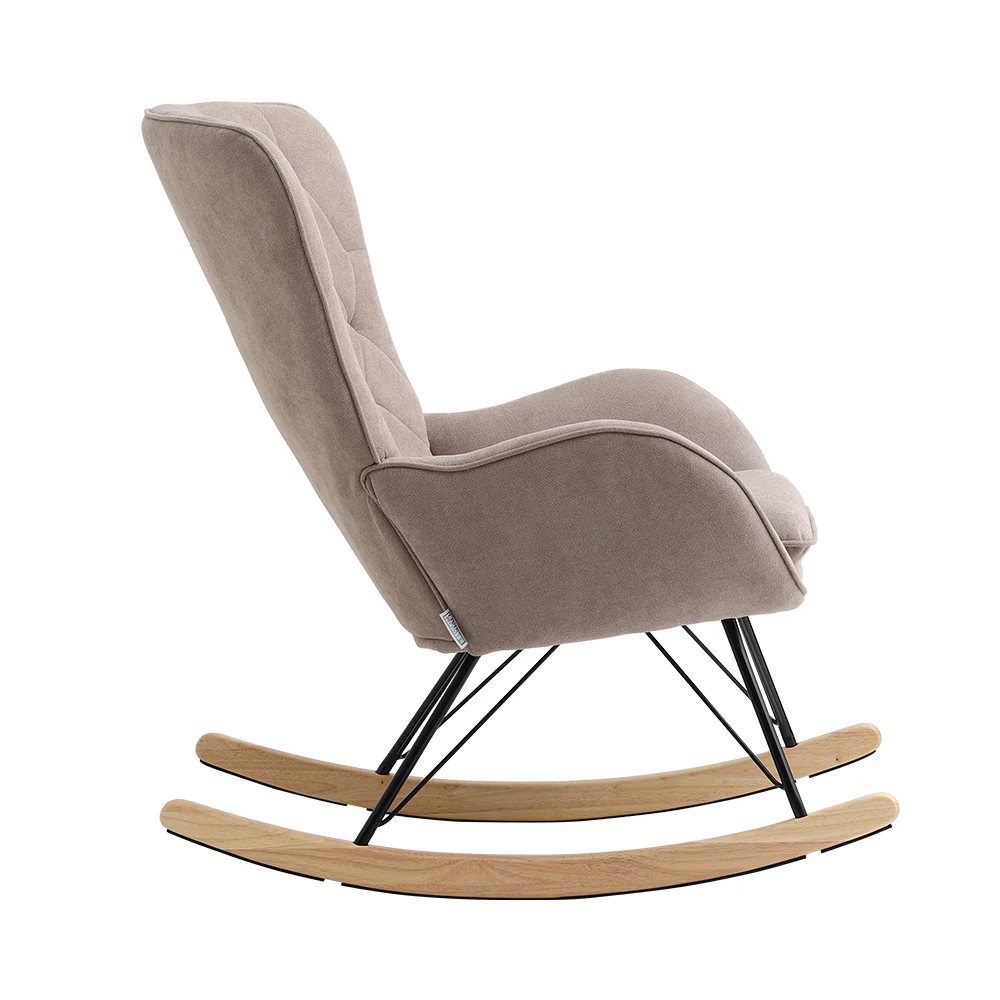 Livingandhome Light Brown Terry Cloth Rocking Chair - Image 4