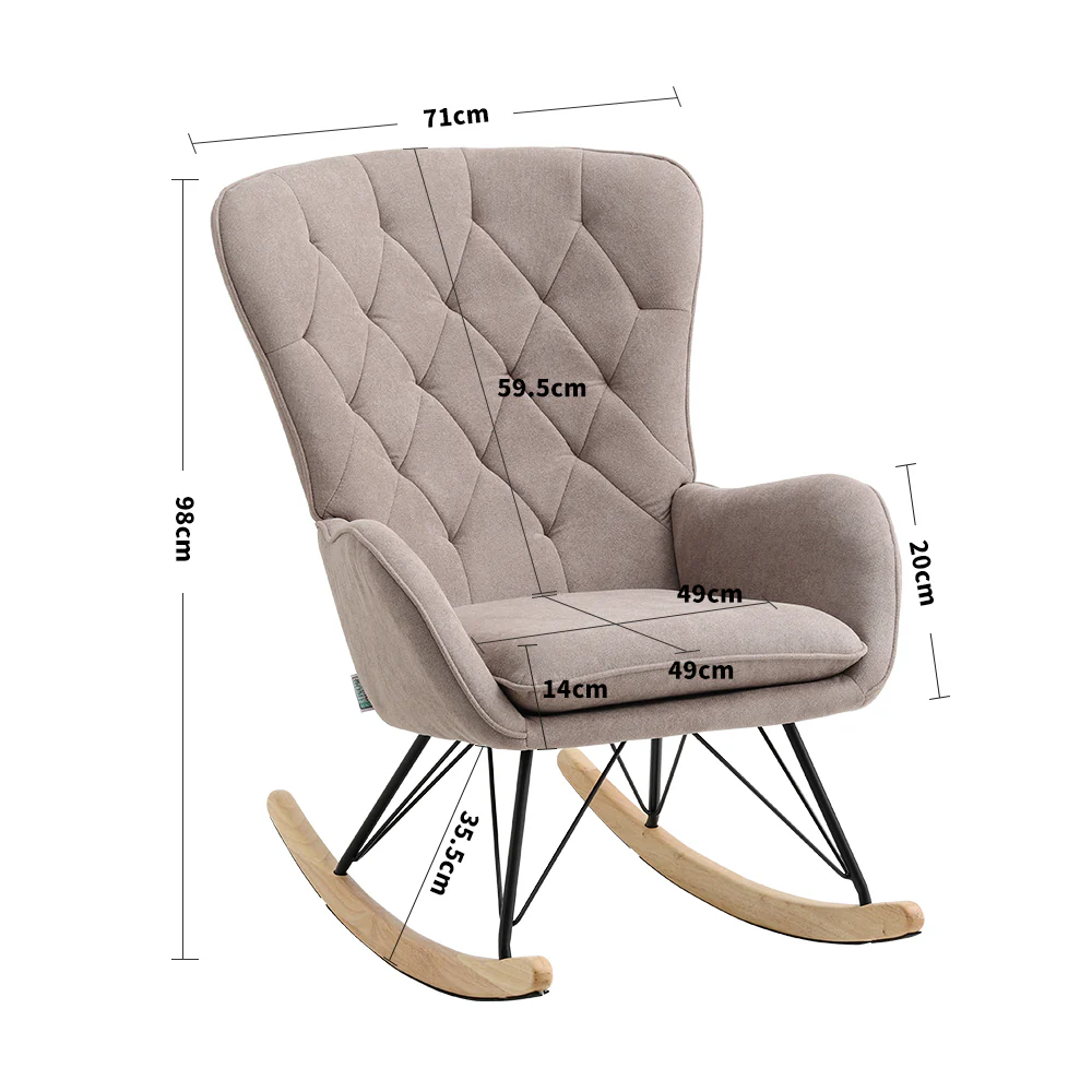 Livingandhome Light Brown Terry Cloth Rocking Chair - Image 7
