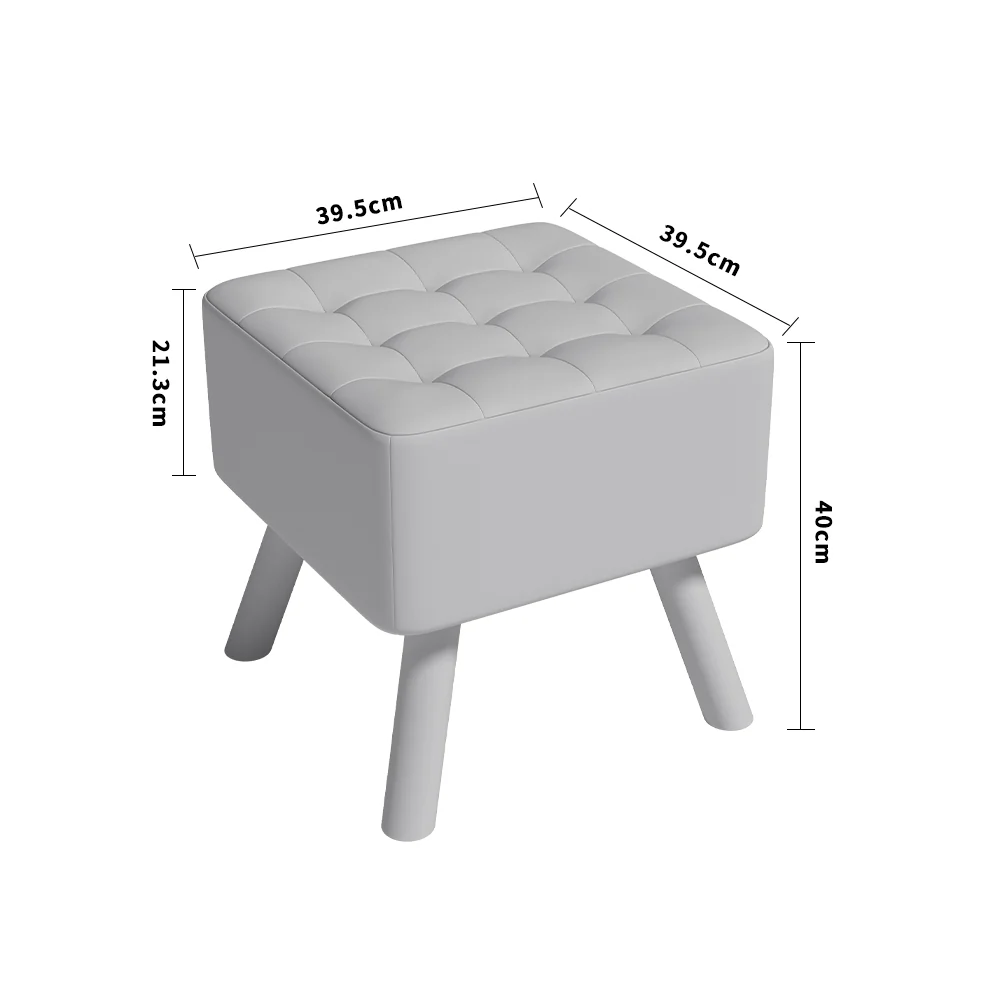 Livingandhome Linen Fabric Padded Wooden Leg Footstool - Image 6