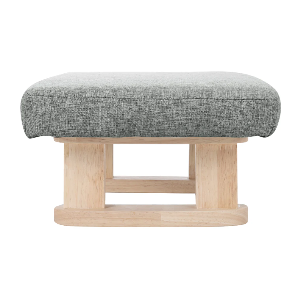 Livingandhome Linen Upholstered Footstool with Wooden Legs - Image 4