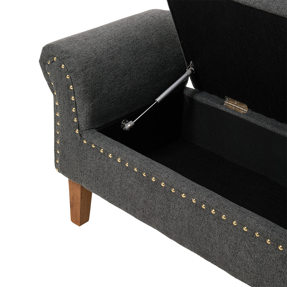 Livingandhome Linen Upholstered Storage Bench - Image 5
