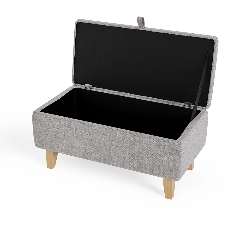 Livingandhome Linen Upholstered Storage Ottoman Footstool - Image 2