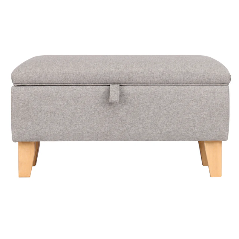 Livingandhome Linen Upholstered Storage Ottoman Footstool - Image 5