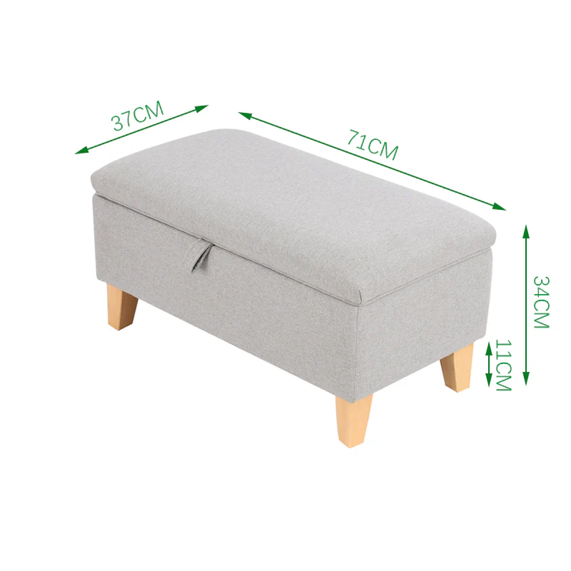 Livingandhome Linen Upholstered Storage Ottoman Footstool - Image 6