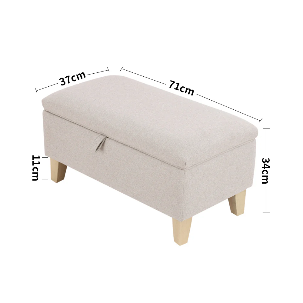 Livingandhome Linen Upholstered Storage Ottoman Footstool - Image 6
