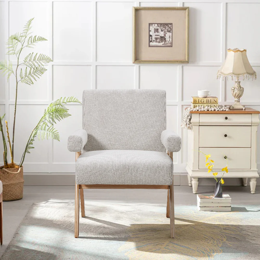 Livingandhome Linen Upholsteried Wooden Armchair