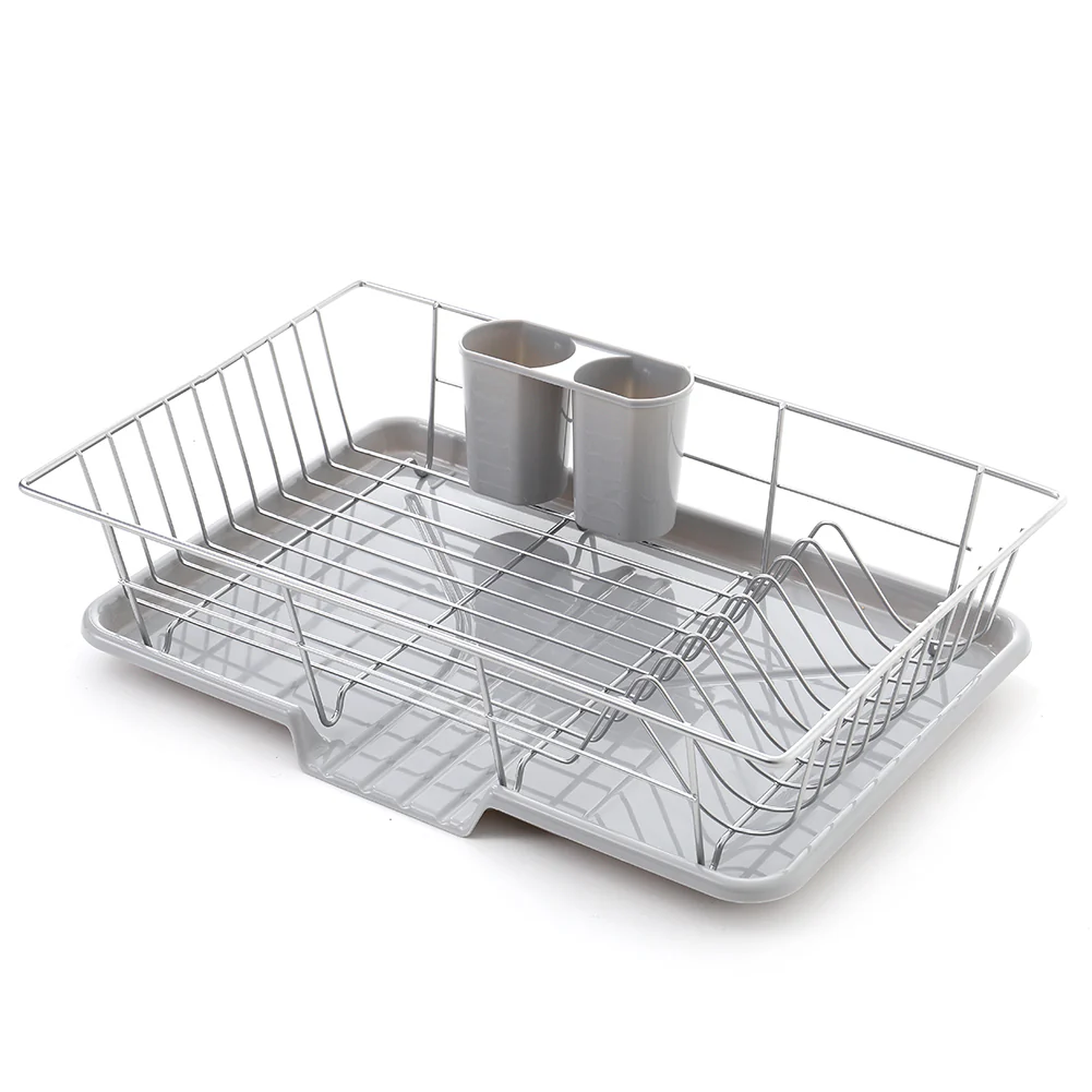 Livingandhome Metal Dish Drying Rack Dish Drainer Rack with a Removable Tray - Image 2