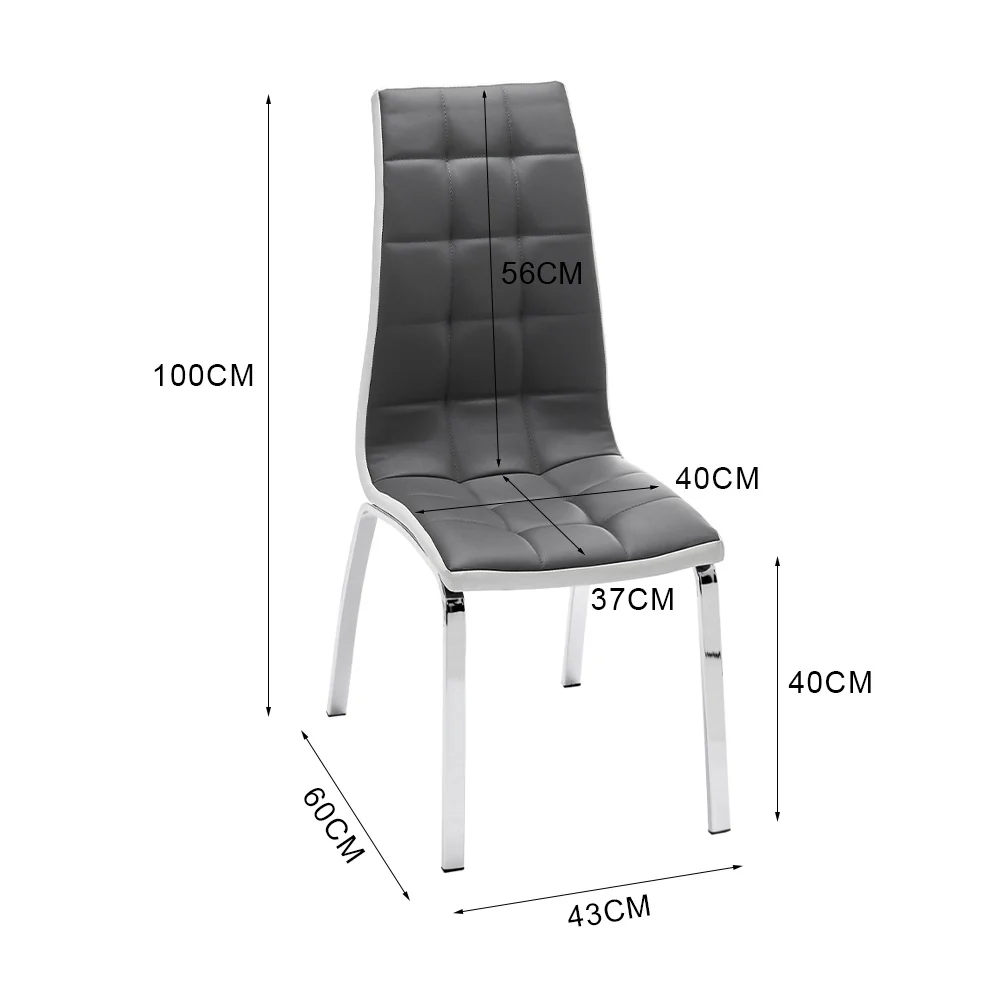 Livingandhome Modern Grey Faux Leather Chair - Image 3