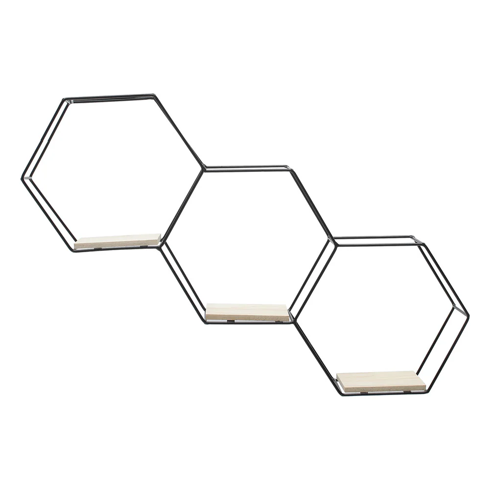 Livingandhome Modern Hexagon Wall Shelf with Iron Frame - Image 5
