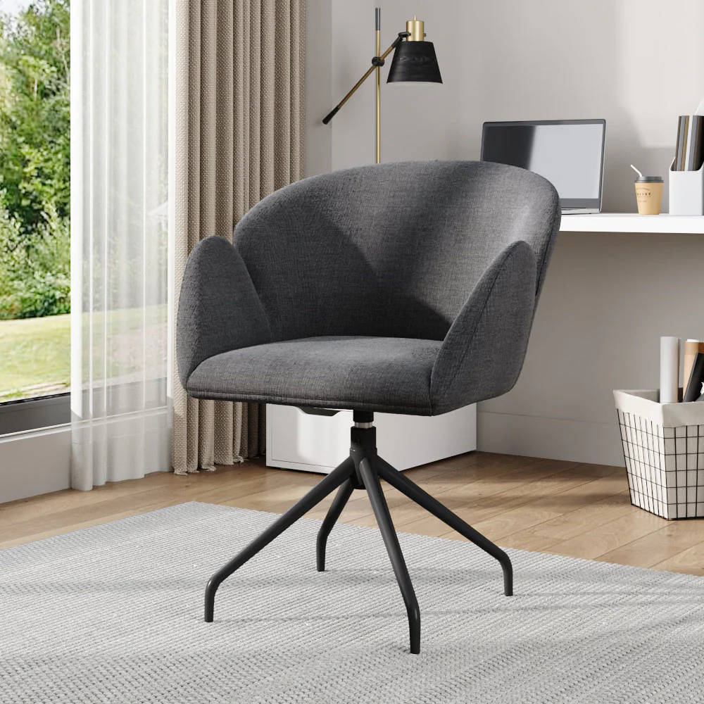 Livingandhome Modern Linen Upholstered Swivel Chair - Image 2