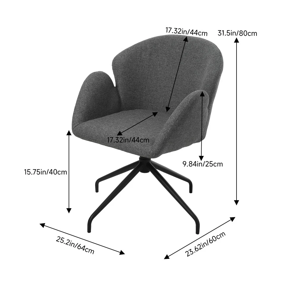 Livingandhome Modern Linen Upholstered Swivel Chair - Image 3