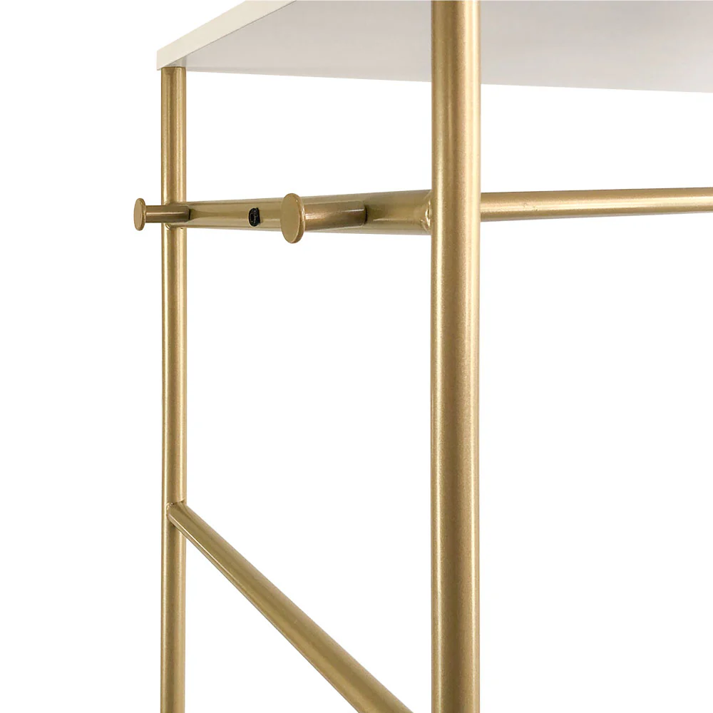 Livingandhome Modern Metal Clothes Rail with Mirror - Image 2