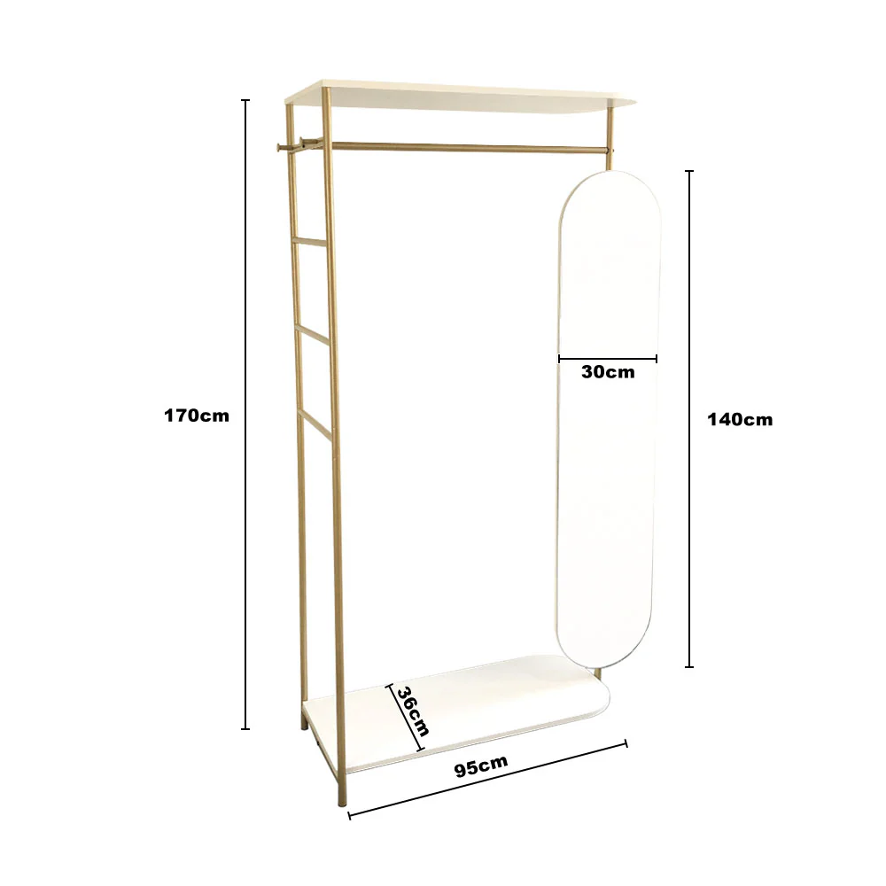 Livingandhome Modern Metal Clothes Rail with Mirror - Image 6