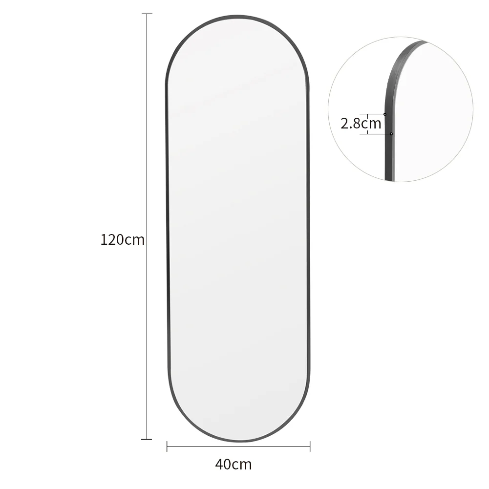 Livingandhome Modern Oval Metal Full Length Wall Mirror Black - Image 6
