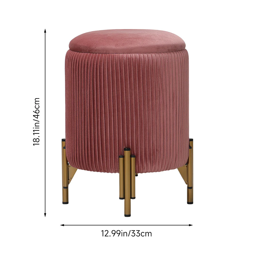 Livingandhome Modern Pleated Storage Ottoman with Metal Base - Image 4