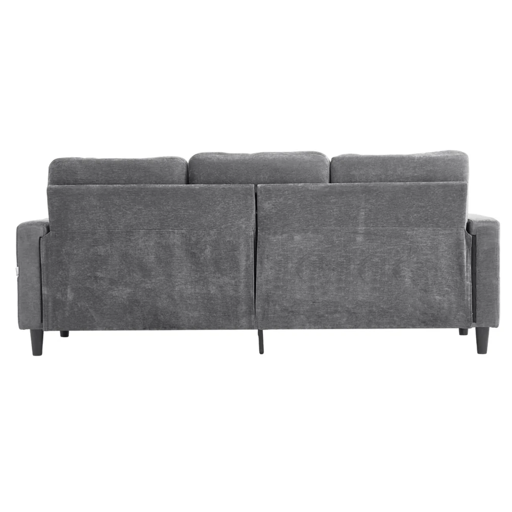 Livingandhome Modern Polyester Sofa with Footrest - Image 5