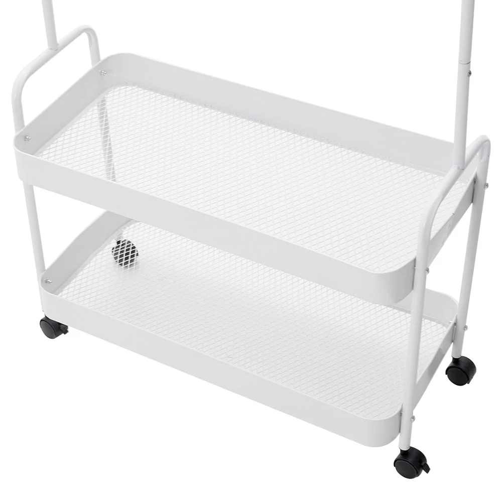 Livingandhome Modern Rolling White Clothes Rack - Image 4