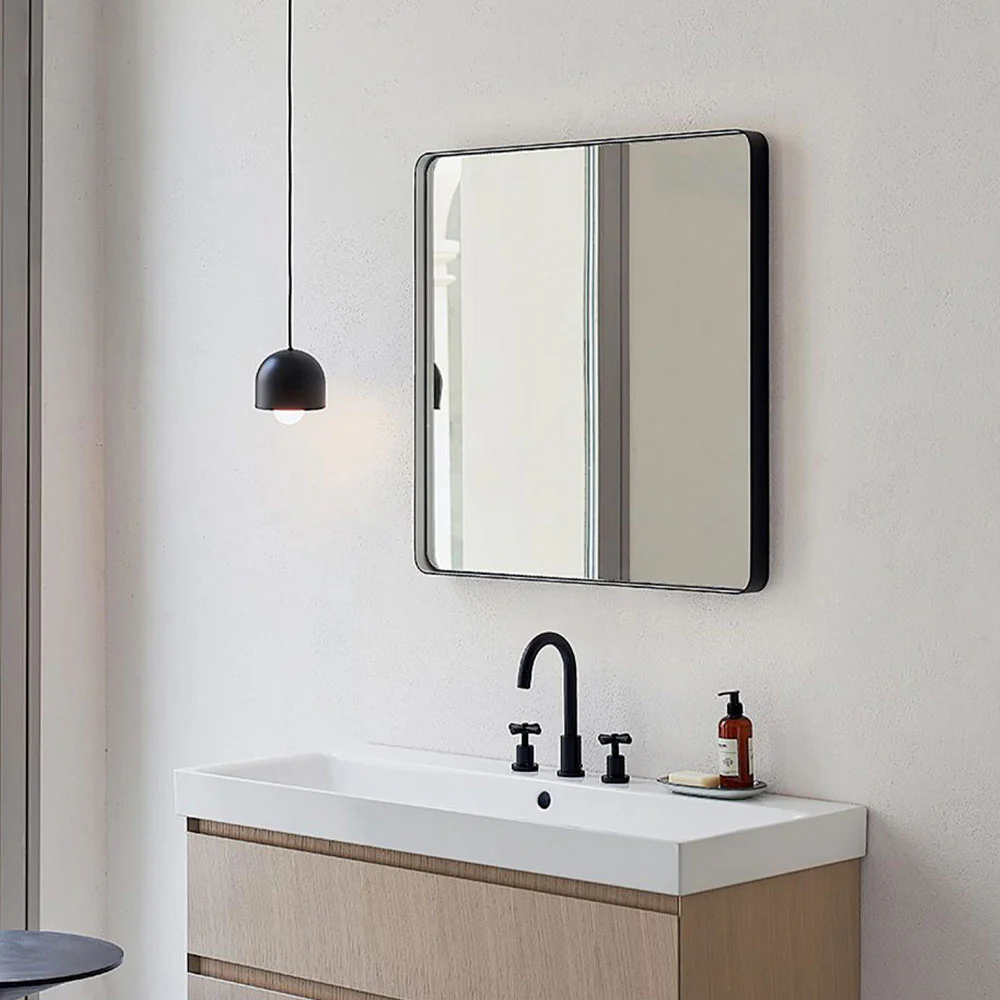 Livingandhome Modern Square Wall Mirror with Aluminum Alloy Frame - Image 2