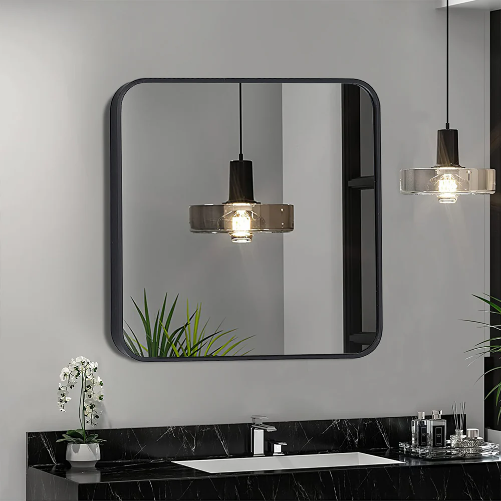 Livingandhome Modern Square Wall Mirror with Aluminum Alloy Frame - Image 3