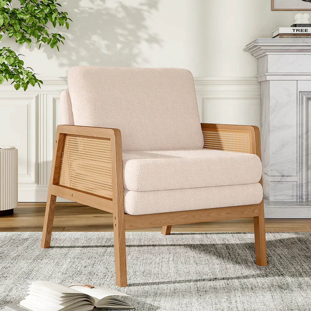 Livingandhome Modern Teddy Fleece Upholstered Armchair