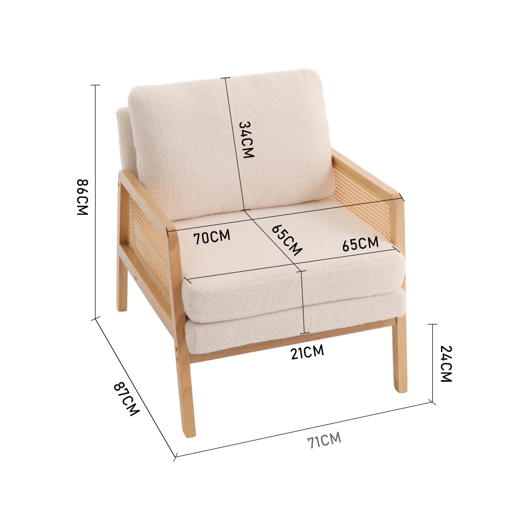 Livingandhome Modern Teddy Fleece Upholstered Armchair - Image 3