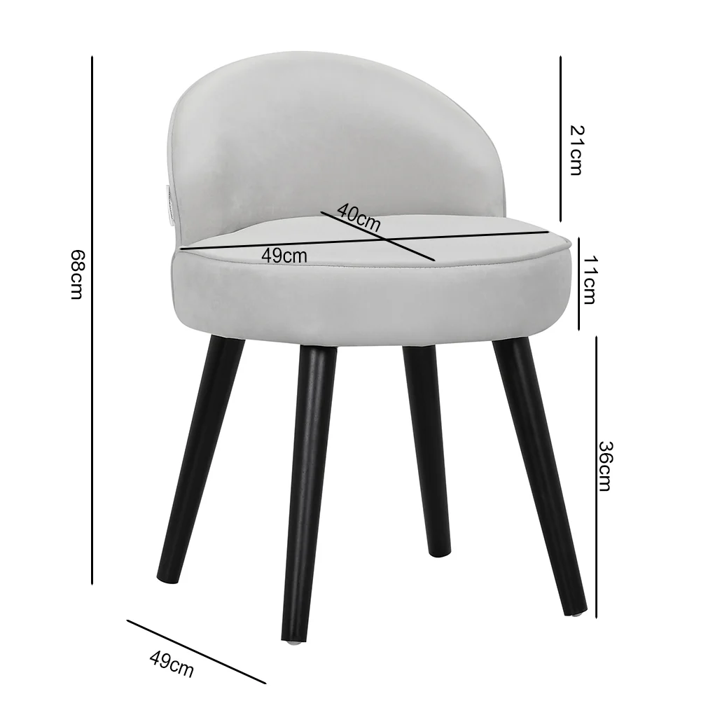 Livingandhome Modern Velvet Dressing Table Stool with Solid Wood Legs - Image 2