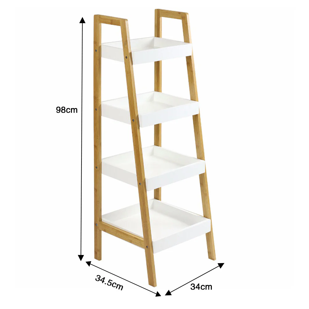 Livingandhome Nordic Freestanding 4-Tier Wooden Ladder Shelf Organizer - Image 6