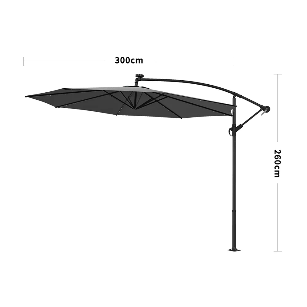 Livingandhome Outdoor 32 LED Lighted Patio Umbrella With Crank Lift System - Image 3