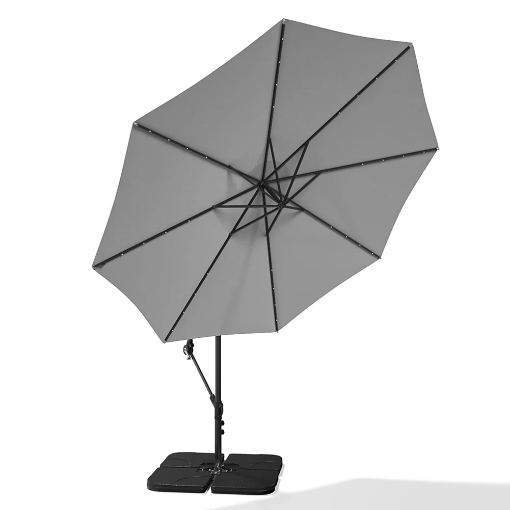 Livingandhome Outdoor 32 LED Lighted Patio Umbrella With Crank Lift System - Image 4