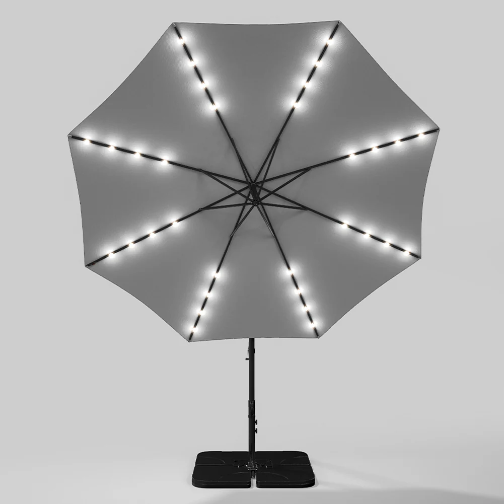 Livingandhome Outdoor 32 LED Lighted Patio Umbrella With Crank Lift System - Image 5