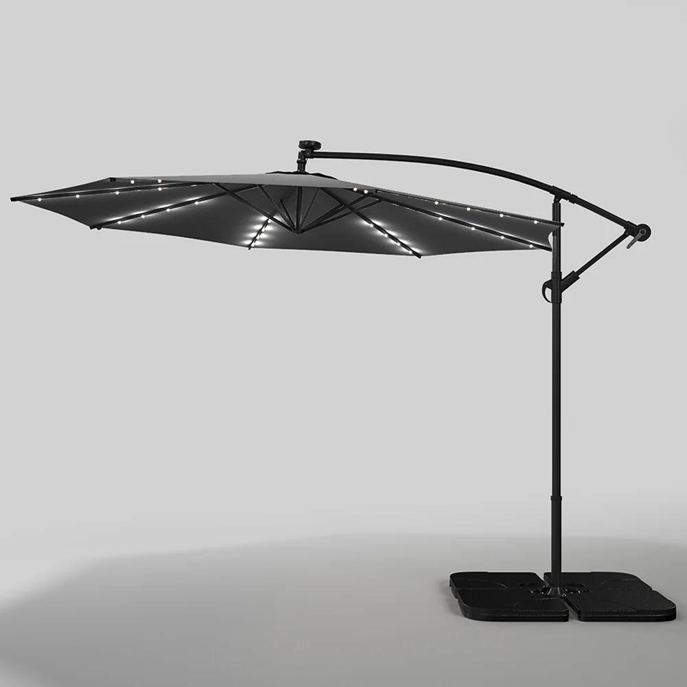 Livingandhome Outdoor 32 LED Lighted Patio Umbrella With Crank Lift System
