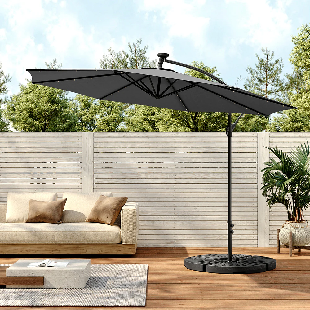 Livingandhome Outdoor 32 LED Lighted Patio Umbrella With Crank Lift System - Image 11
