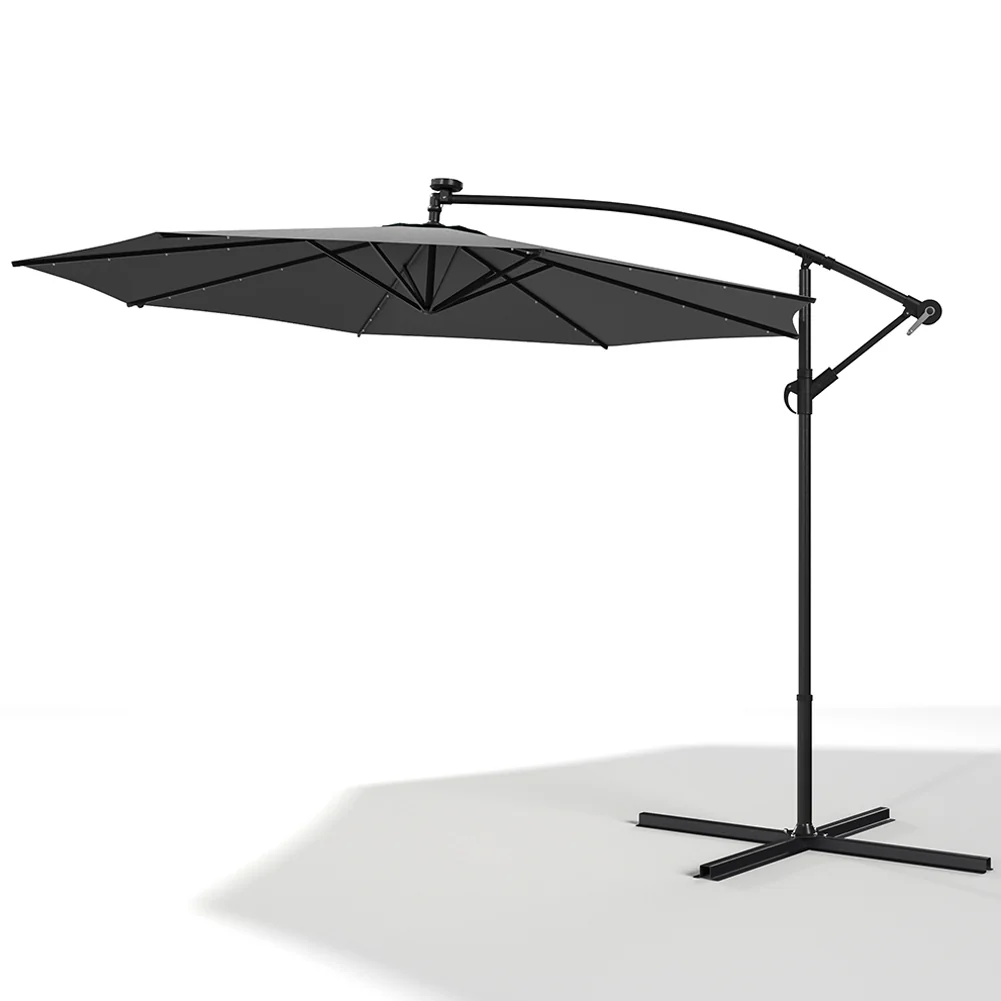 Livingandhome Outdoor 32 LED Lighted Patio Umbrella With Crank Lift System - Image 12