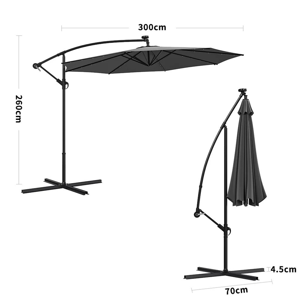 Livingandhome Outdoor 32 LED Lighted Patio Umbrella With Crank Lift System - Image 16