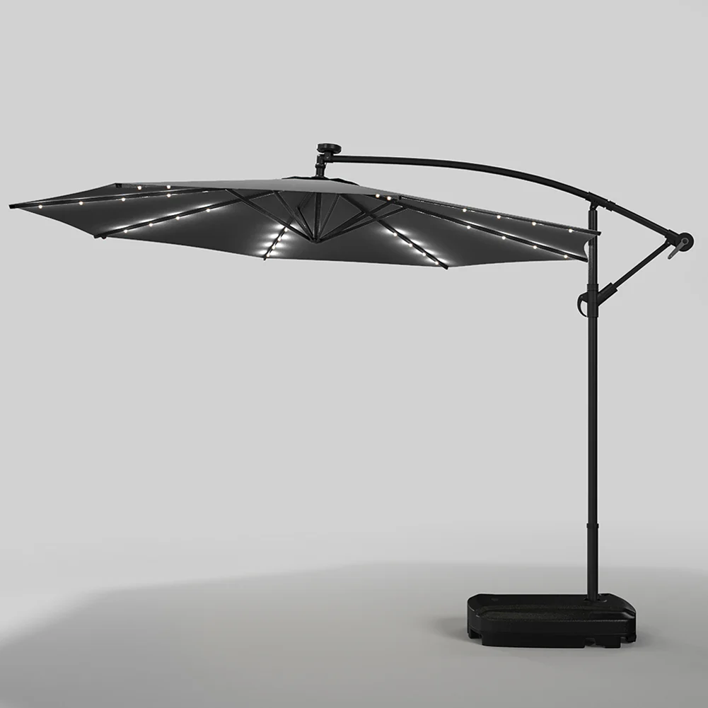 Livingandhome Outdoor 32 LED Lighted Patio Umbrella With Crank Lift System - Image 22