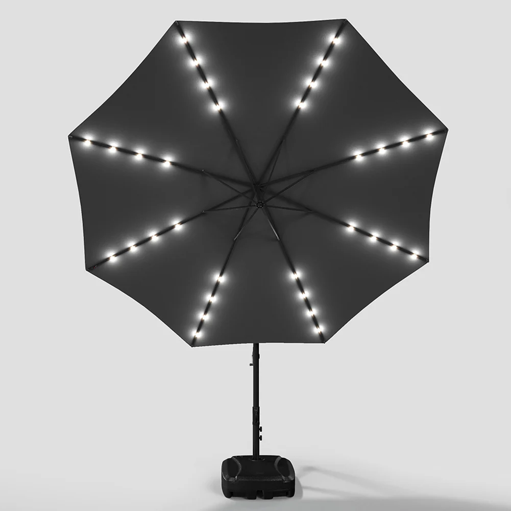 Livingandhome Outdoor 32 LED Lighted Patio Umbrella With Crank Lift System - Image 25