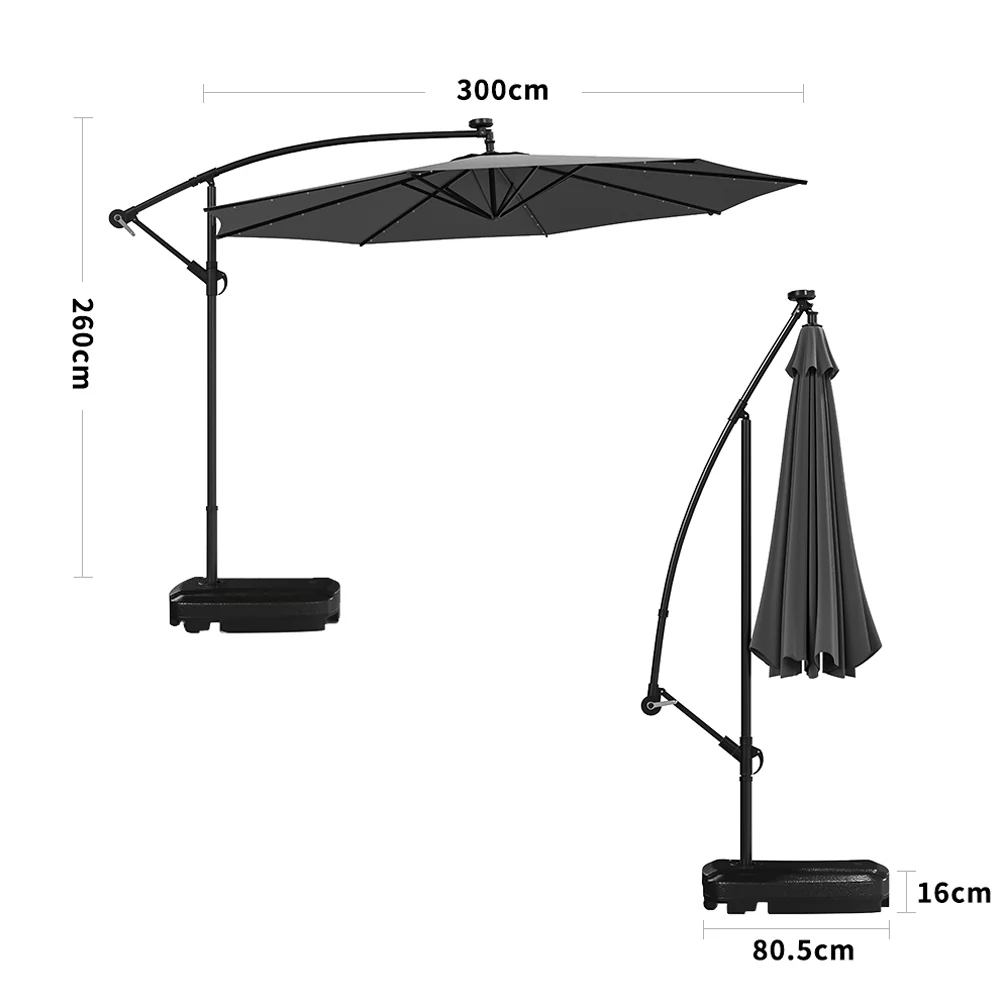 Livingandhome Outdoor 32 LED Lighted Patio Umbrella With Crank Lift System - Image 26