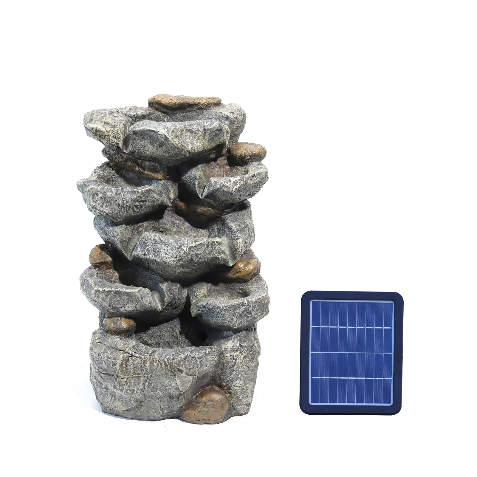 Livingandhome Outdoor Fountain Water Feature Waterfall Solar Powered