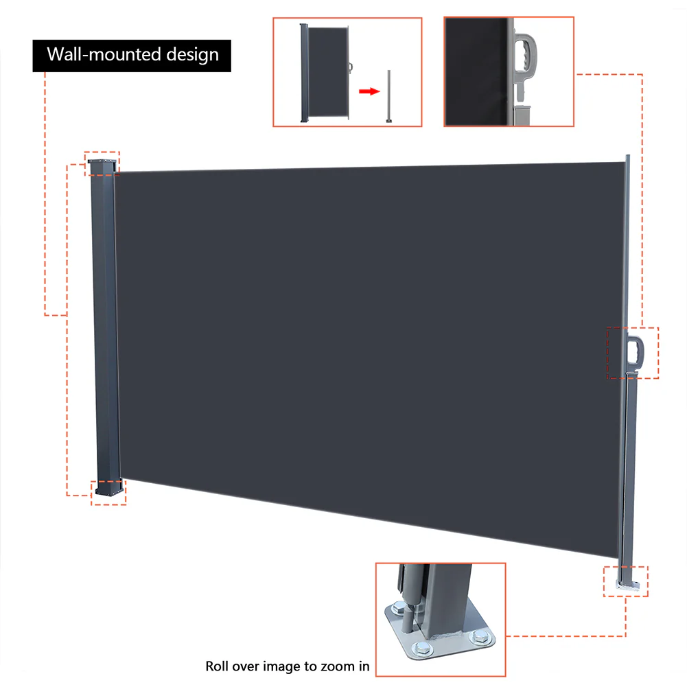 Livingandhome Outdoor Retractable Privacy Side Awning - Image 3