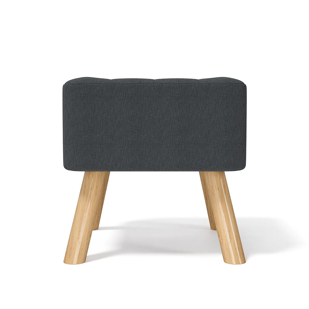 Livingandhome Padded Linen Footrest with Solid Wood Base - Image 3