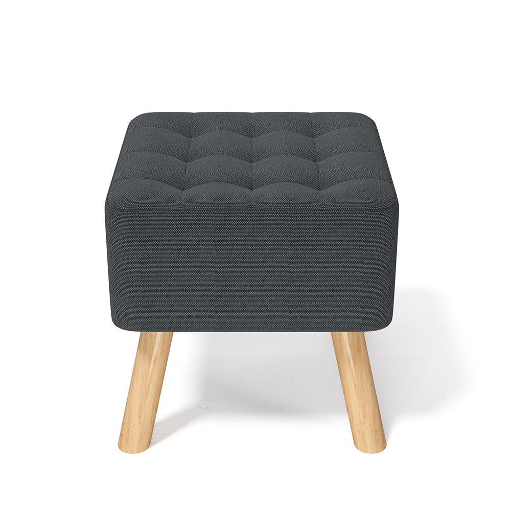 Livingandhome Padded Linen Footrest with Solid Wood Base - Image 4