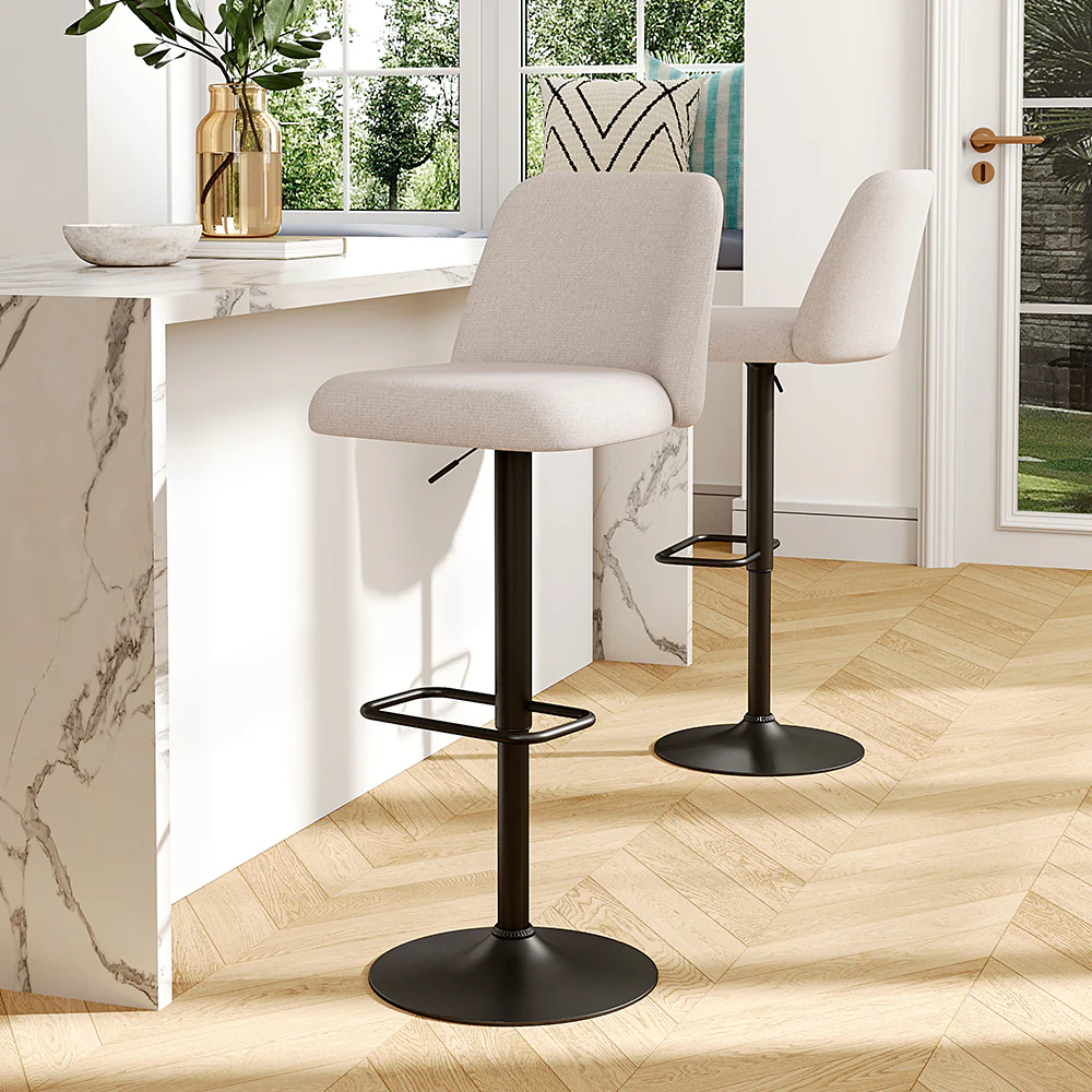 Livingandhome Pair of Swivel Counter Stools with Cushion - Image 2