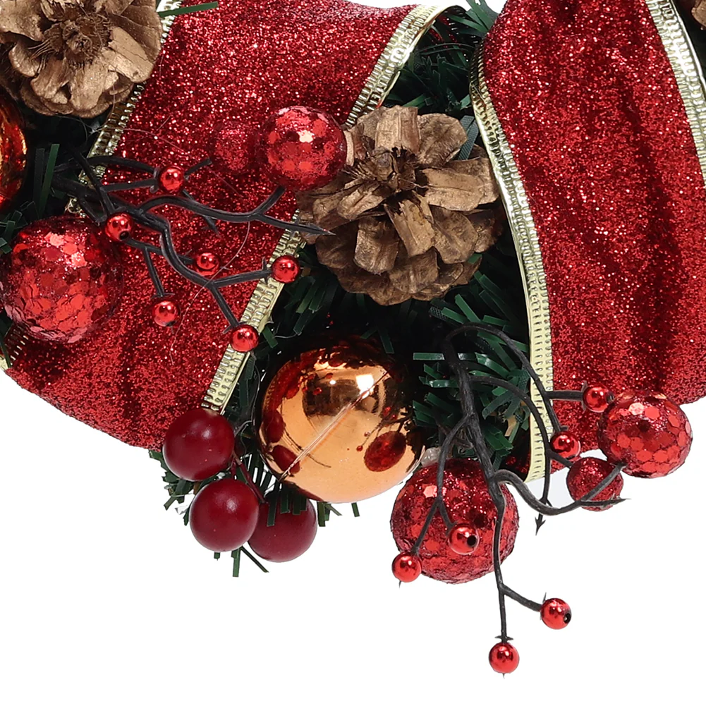 Livingandhome Red Ribbon Lighted Wreath Hanging Xmas Decor - Image 6