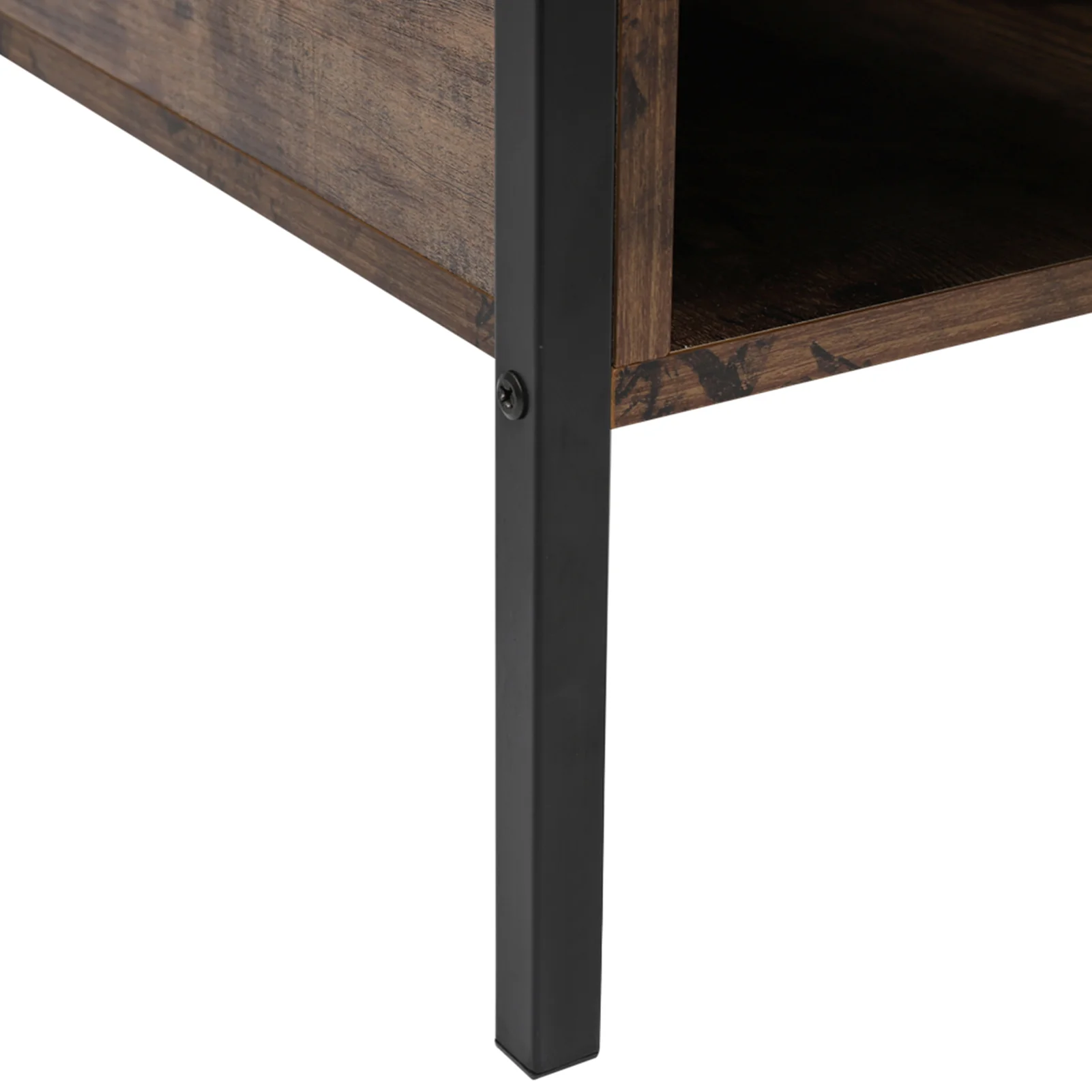 Livingandhome Retro Industrial-style Bedside Table Nightstand with Drawer & Open Front Storage Compartment - Image 7