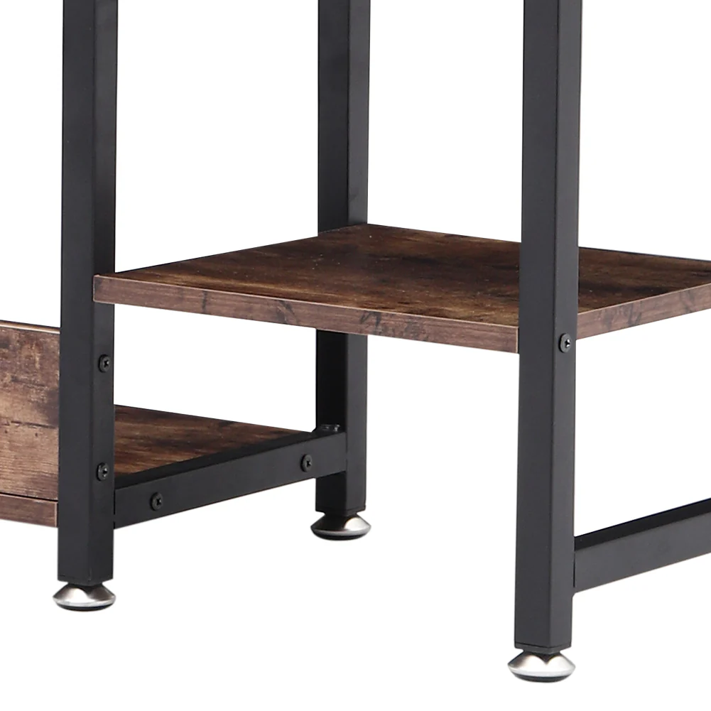 Livingandhome Rustic Brown Clothes Rack with Storage Shelves - Image 8