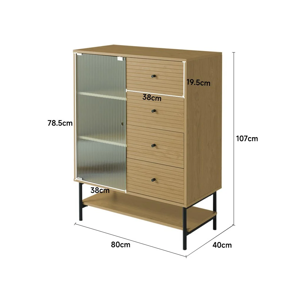 Livingandhome Rustic Wooden Multi-Drawer Storage Cabinet - Image 6