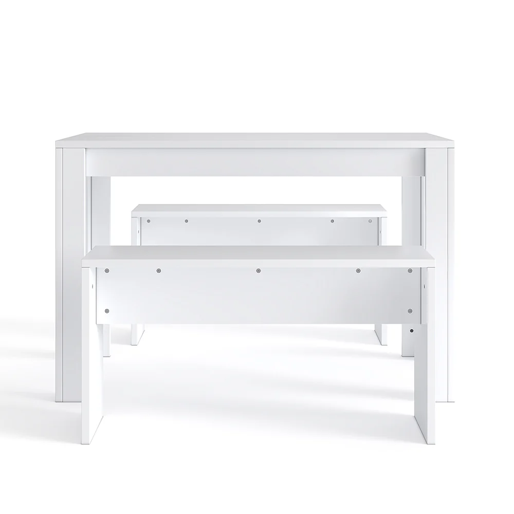 Livingandhome Set 3 Piece Modern Dining Table and Benches - Image 3