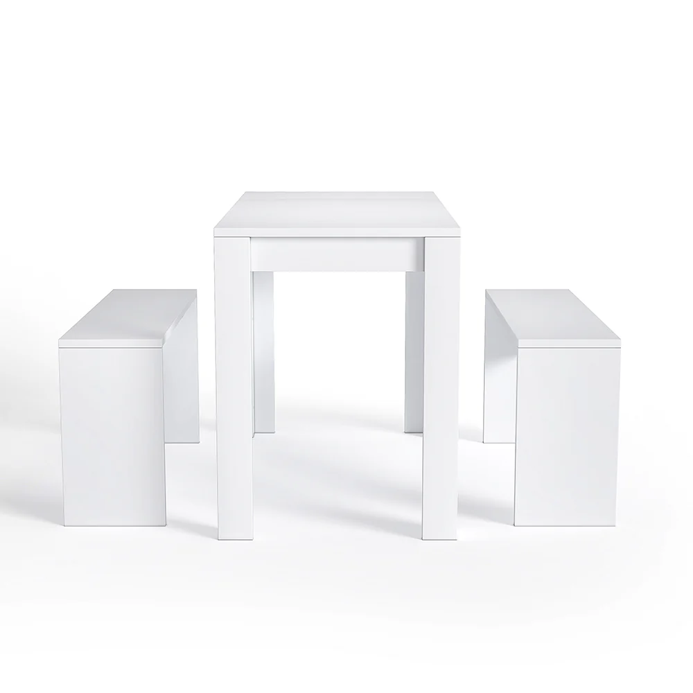 Livingandhome Set 3 Piece Modern Dining Table and Benches - Image 5